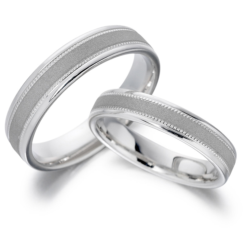 Matching His and Hers Wedding Band Comfort Fit Set 14K White Gold 0.3ct  000315