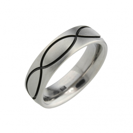 Titanium black grooved Wedding Ring