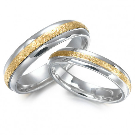 14ct White and Yellow Two-Colour Wedding Ring Set
