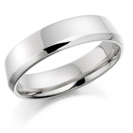 14ct White Gold Patterned Gents Wedding Ring