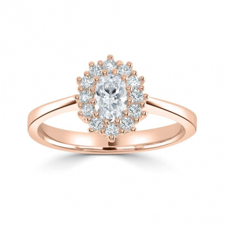 18ct Rose Gold Diamond Cluster Style Engagement Ring