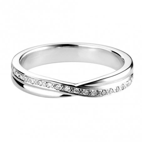 18ct White Gold Diamond Set Crossover Style Ring