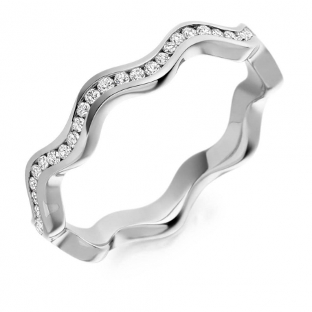 18ct White Gold Diamond Wave Style Wedding Ring
