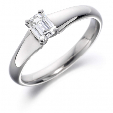 18ct White Gold Emerald Cut Diamond Engagement Ring