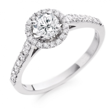 18ct White Gold Halo Style Diamond Engagement Ring