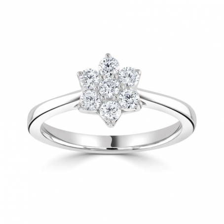 18ct White Gold Seven Stone Diamond Cluster Ring