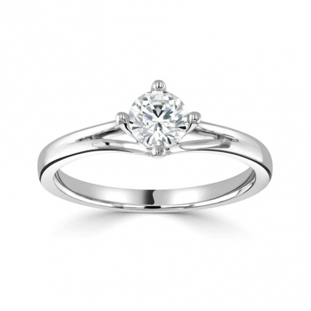 18ct White Gold Split Shank Single Stone Diamond Engagement Ring