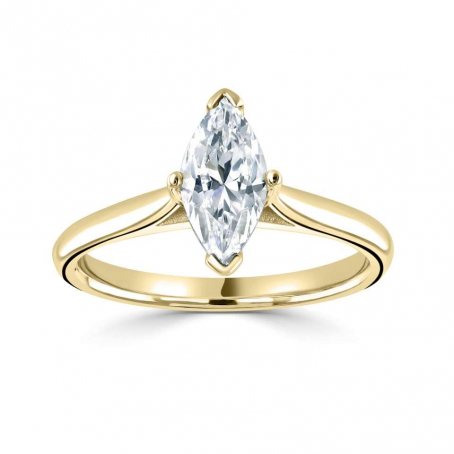 18ct Yellow Gold Single Stone Marquise Diamond Engagement Ring