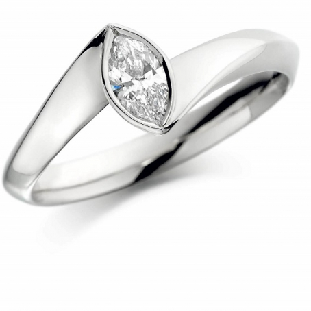 18K White Gold Marquise Shaped Diamond Engagement Ring