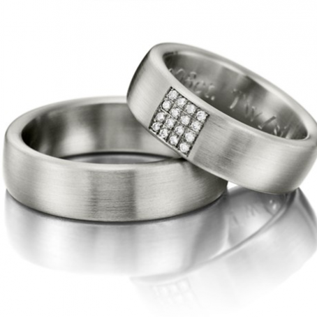 Palladium Matt Finish Wedding Ring Set