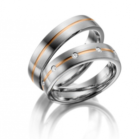 Palladium and Rose Gold Matching Wedding Ring Set