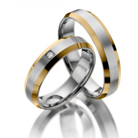 9ct Yellow Gold and Platinum Two-colour Wedding Ring Set