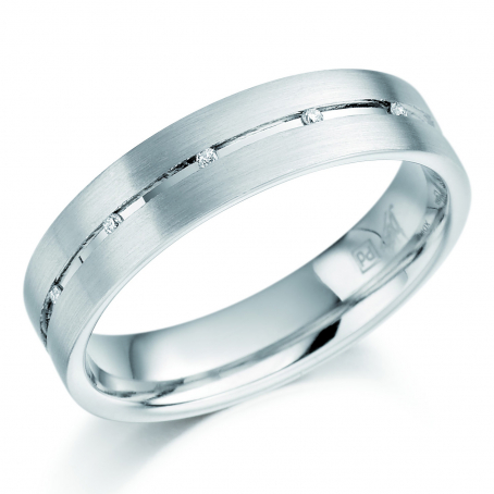 9ct White Gold Mens Diamond Set Channel Wedding Ring