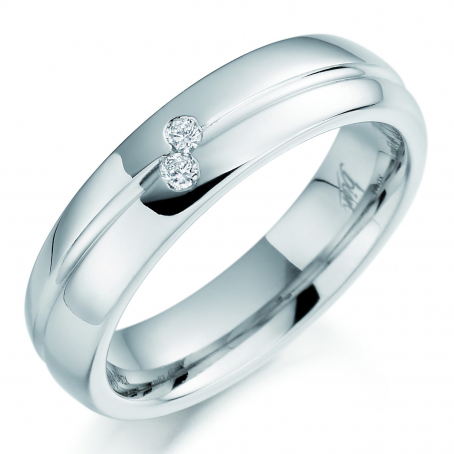 Palladium Two Stone Diamond Wedding Ring