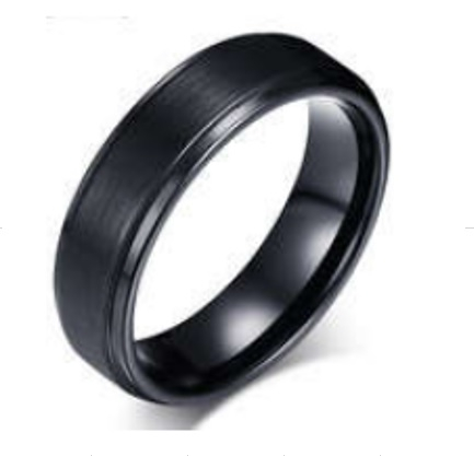 Black Matt and Polished Tungsten Wedding Ring
