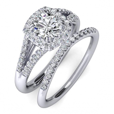 Palladium Diamond Engagement and Wedding Ring Set