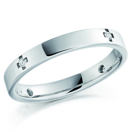9ct White Gold Cross Style Ladies Wedding Ring