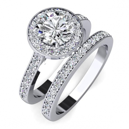 18ct White Gold Engagement and Wedding Ring Set