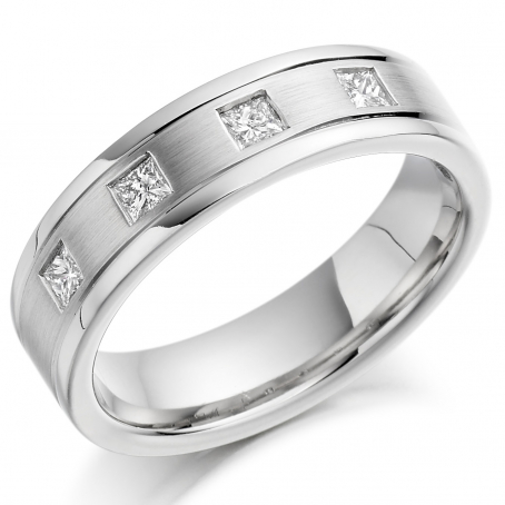 Platinum Four Stone Princess Cut Wedding Ring