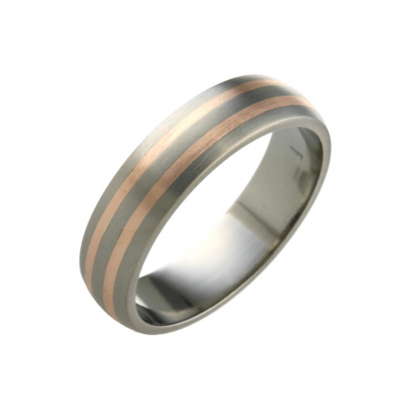 Titanium and Rose Gold Wedding Ring