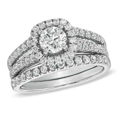 14K White Gold Diamond Matching Set