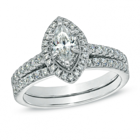 Platinum Engagement and Wedding Ring Set
