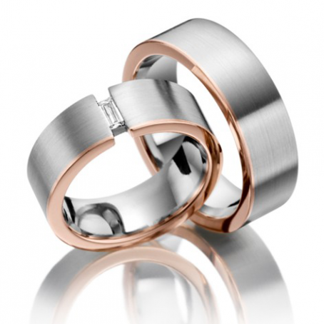 Two-colour Platinum and Rose Gold Wedding Ring Set