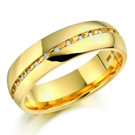 18ct Yellow Gold Wave Set Diamond Wedding Ring
