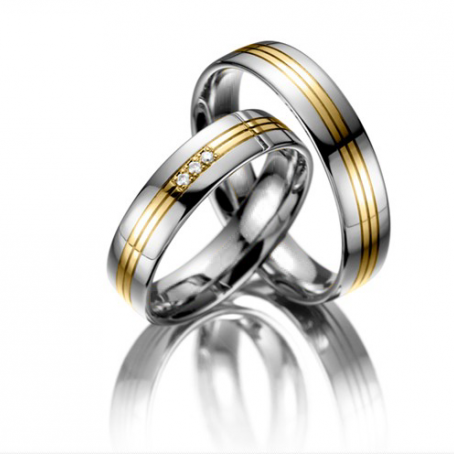 18ct Two-Colour Matching His and Hers Wedding Ring Set