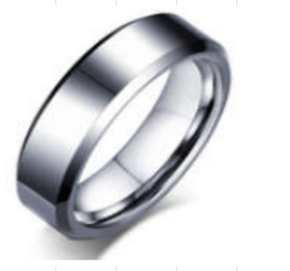 Tungsten Patterned Bevel Edge Wedding Ring