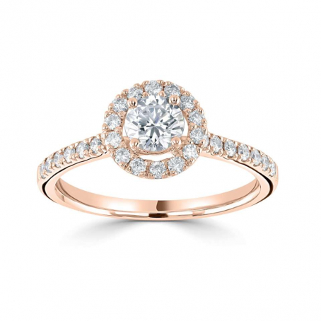 9ct Rose Gold Round Diamond Halo Style Engagement Ring