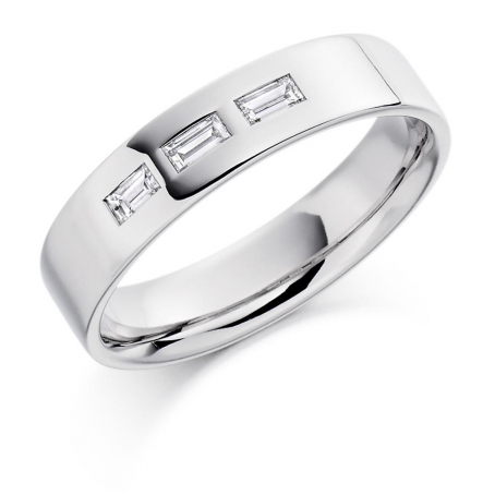 9ct White Gold Baguette Cut Diamond Wedding Ring