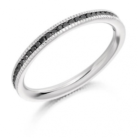 9ct White Gold Black Diamond Full Set Wedding Ring