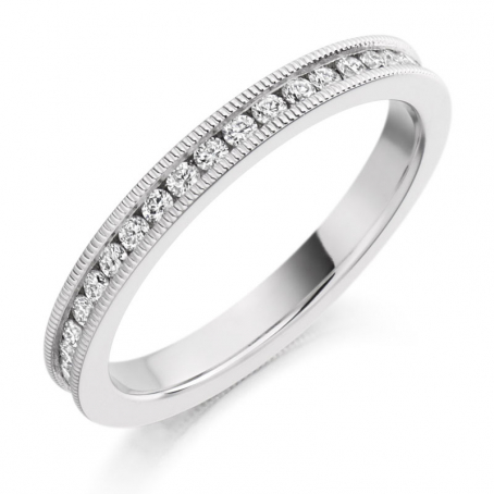 9ct White Gold Channel Set Ladies Wedding Ring Fully Set