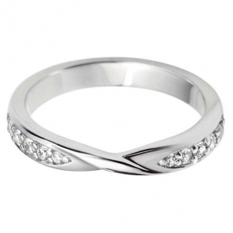 9ct White Gold Crossover Style Wedding Ring
