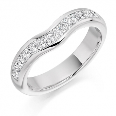 9ct White Gold Curved Diamond Wedding Ring
