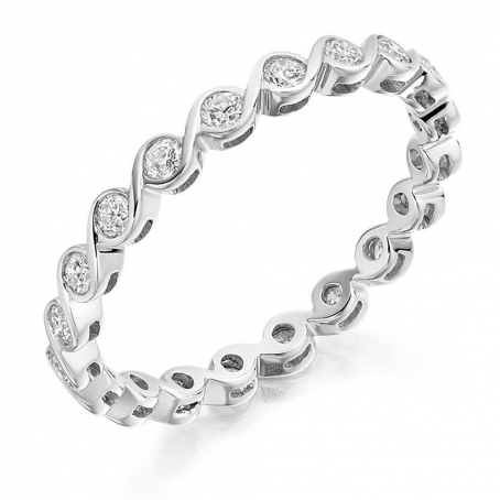 9ct White Gold Delicate Diamond Set Wedding Ring