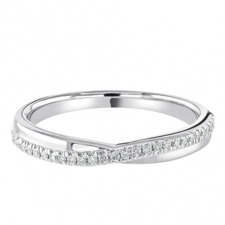 9ct White Gold Delicate Pave Set Diamond Crossover Ring