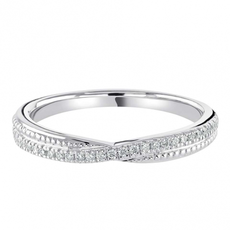 9ct White Gold Diamond and Patterned Wedding Ring