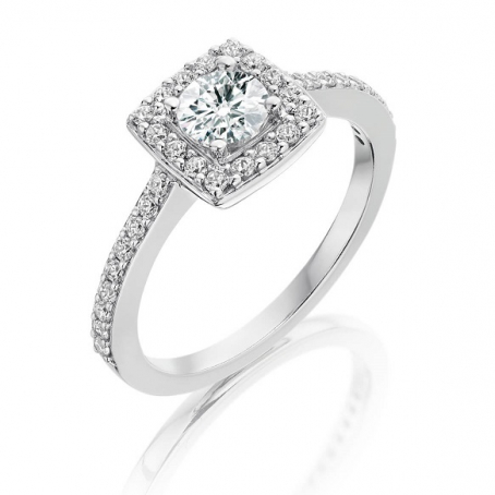 9ct White Gold Diamond Halo Cluster Engagement Ring