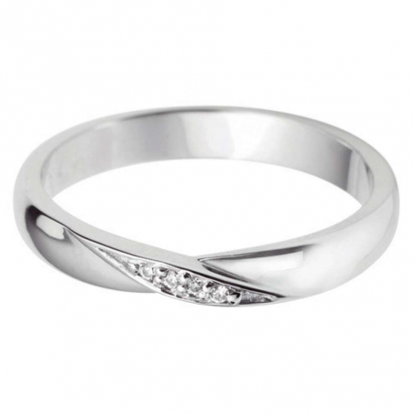 9ct White Gold Diamond Single Twist Wedding Ring