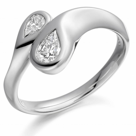 9ct White Gold Pear Shaped Diamond Engagement Ring