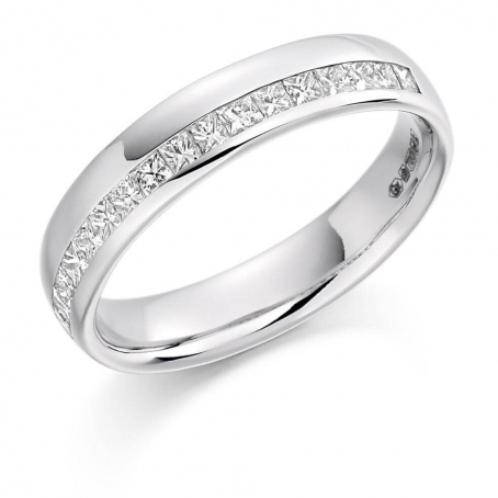 9ct White Gold Princess Cut Diamond Wedding Ring
