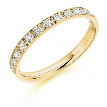 9ct Yellow Gold Pave Set Diamond Wedding Ring