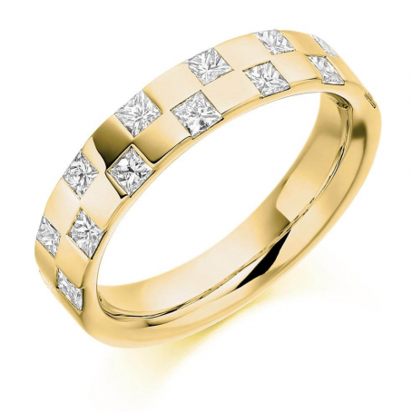 9ct Yellow Gold Princess Cut Diamond Wedding Ring