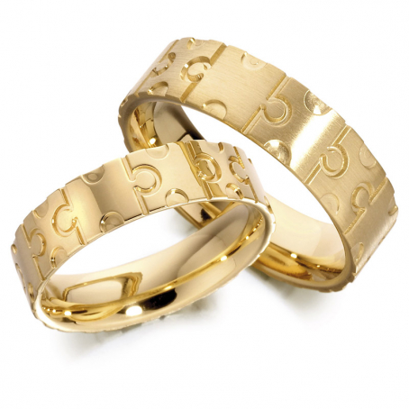 9ct Yellow Gold Puzzle Style Wedding Ring Set