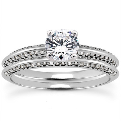 9ct White Gold Vintage Wedding Ring Matching Set | Smooch