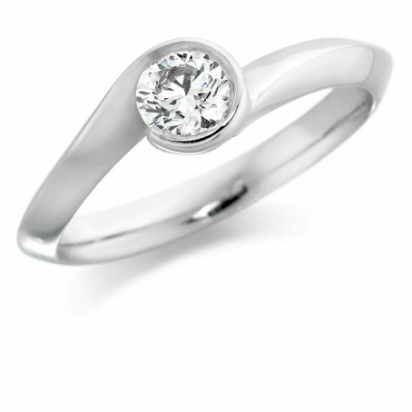 9K White Gold Round Diamond Engagement Ring