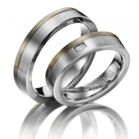 9ct White Gold and Platinum Matching Wedding Rings