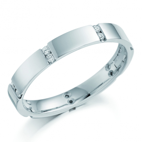 9ct White Gold Multistone Set Diamond Wedding Ring